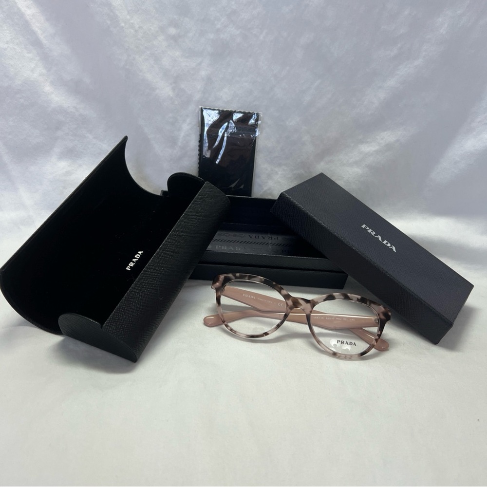 PRADA PR 11RV ROJ1O1 52mm Pink Havana Round Cat-Eye Women's Eyeglasses